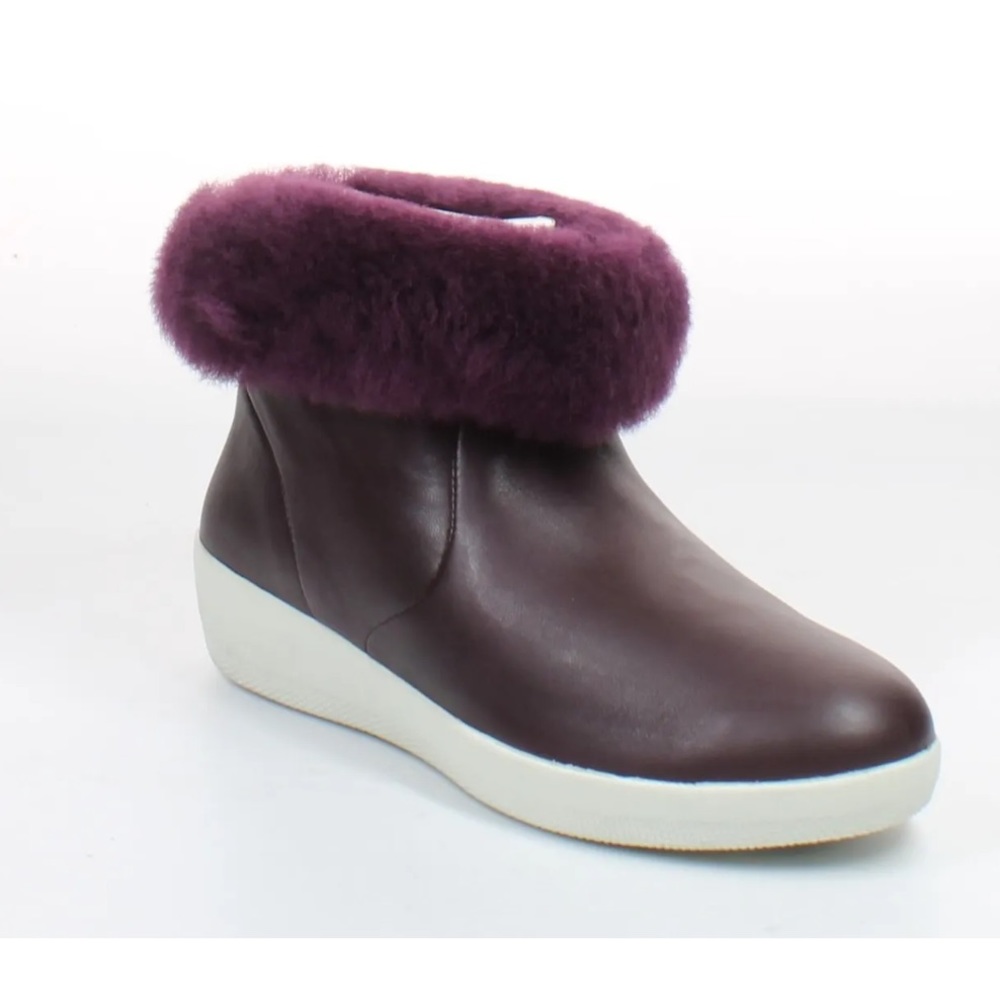 Fitflop shearling leather boots wine purple sz 6.5 $140 - Picture 5 of 5